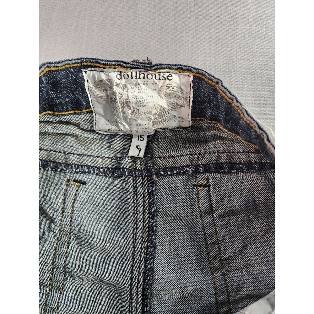 Dollhouse Women’s Dark Wash Bootcut Jeans Faded Denim Mid Rise Classic Fit Size - Picture 9 of 9